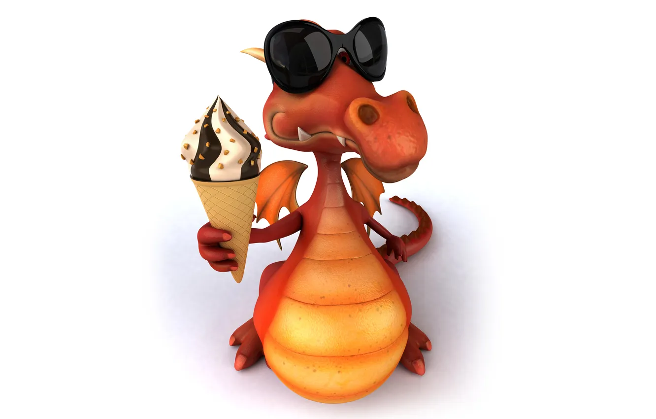 Фото обои character, dragon, funny, ice cream