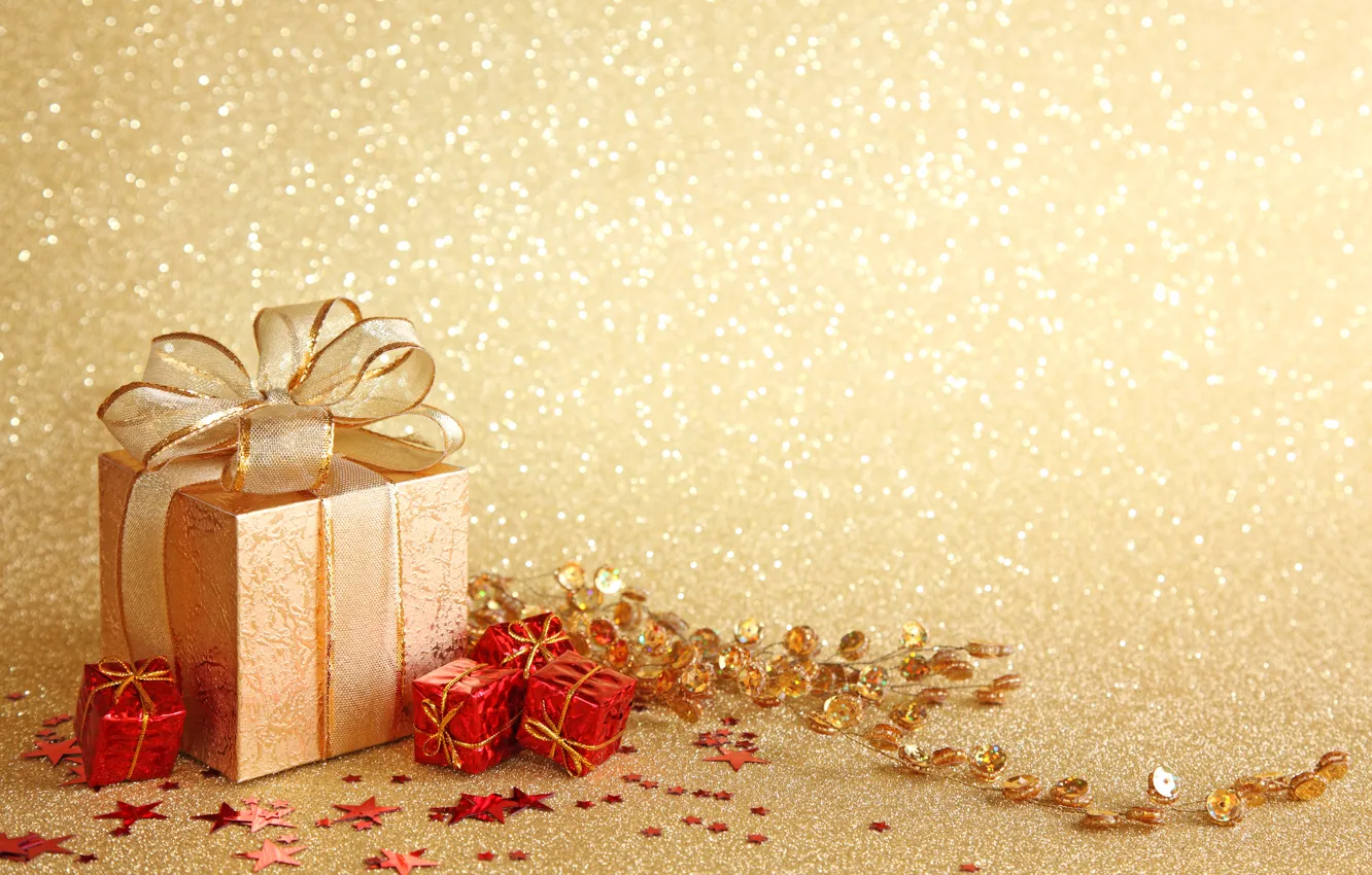 Фото обои подарок, Новый Год, Рождество, бант, Christmas, New Year, decoration