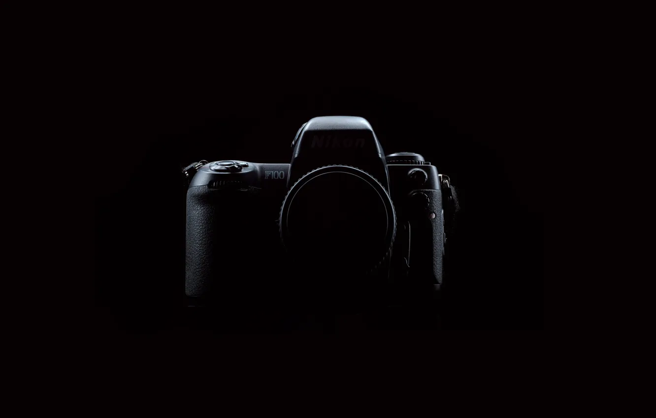 Фото обои чёрный, тень, фотоаппарат, объектив, тени, фотик, nikon, никон
