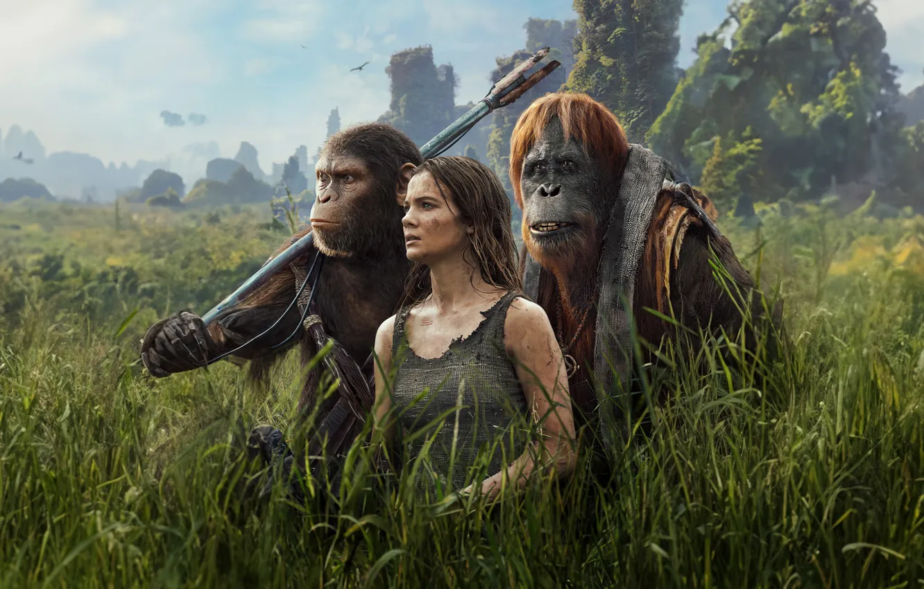 Фото обои фантастика, персонажи, Freya Allan, Фрейя Аллан, Kingdom of the Planet of the Apes, Планета обезьян: …