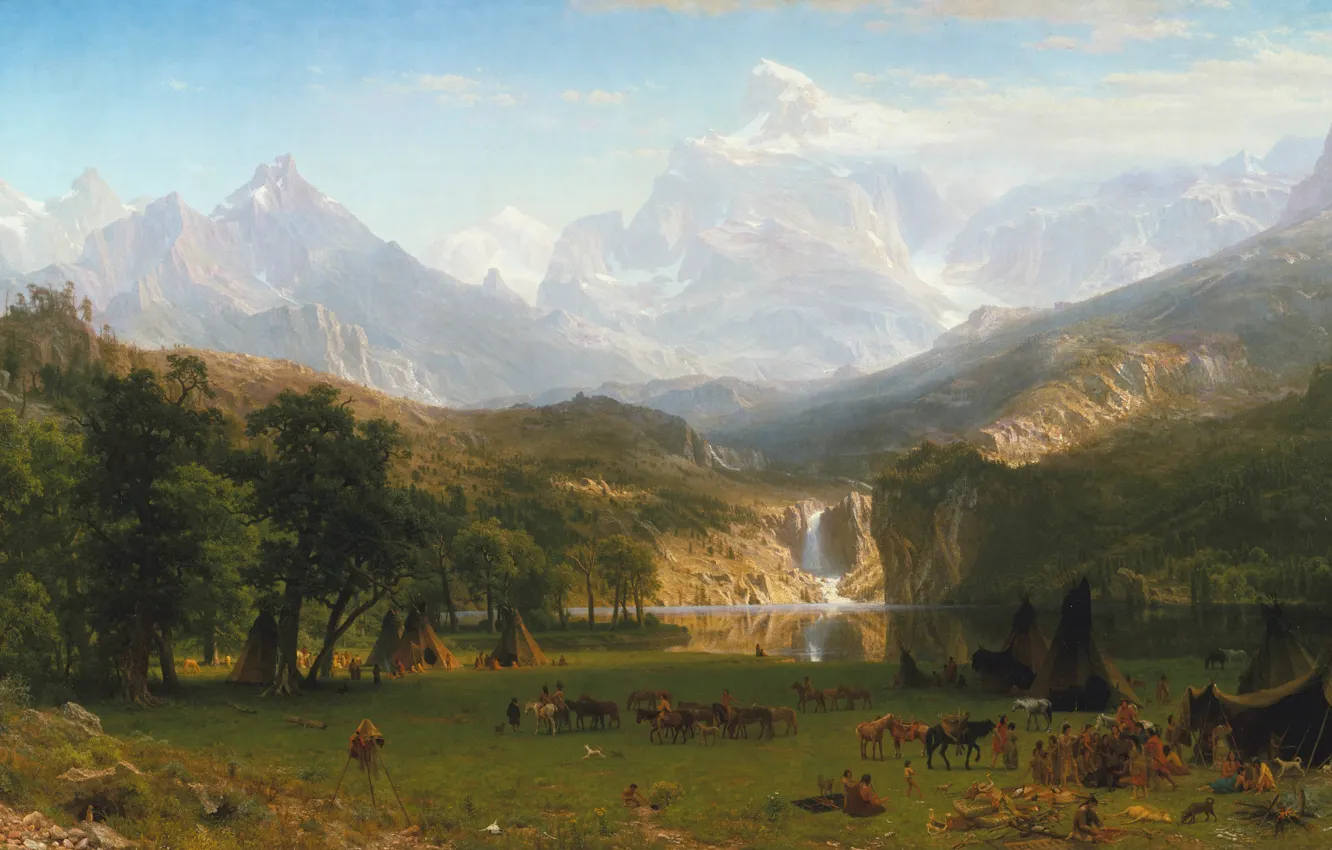 Фото обои картина, живопись, painting, Albert Bierstadt, Lander's Peak, The Rocky Mountains