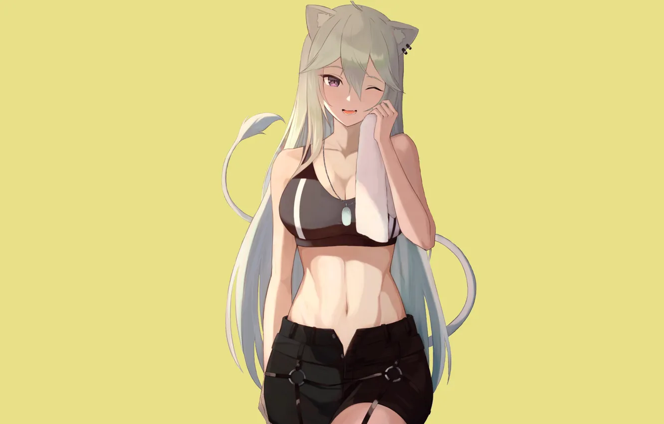 Фото обои kawaii, girl, sexy, pussy, boobs, anime, tail, lion