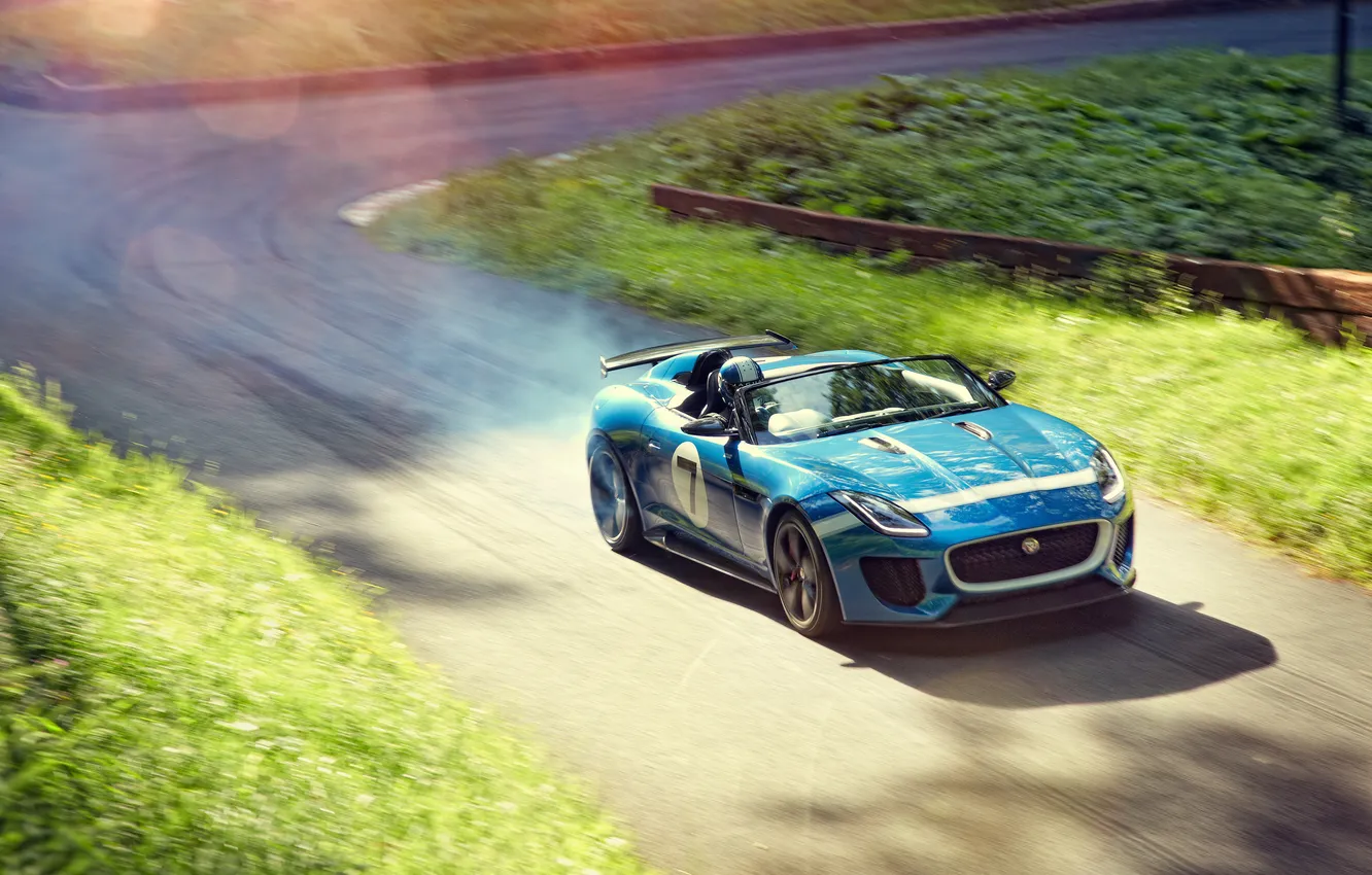 Фото обои дорога, авто, Concept, Jaguar, суперкар, красивый, передок, Project 7