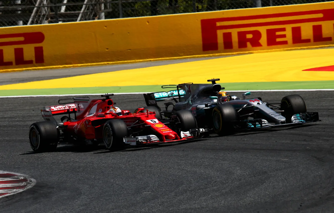 Фото обои Ferrari, Mercedes, w08, SF70H
