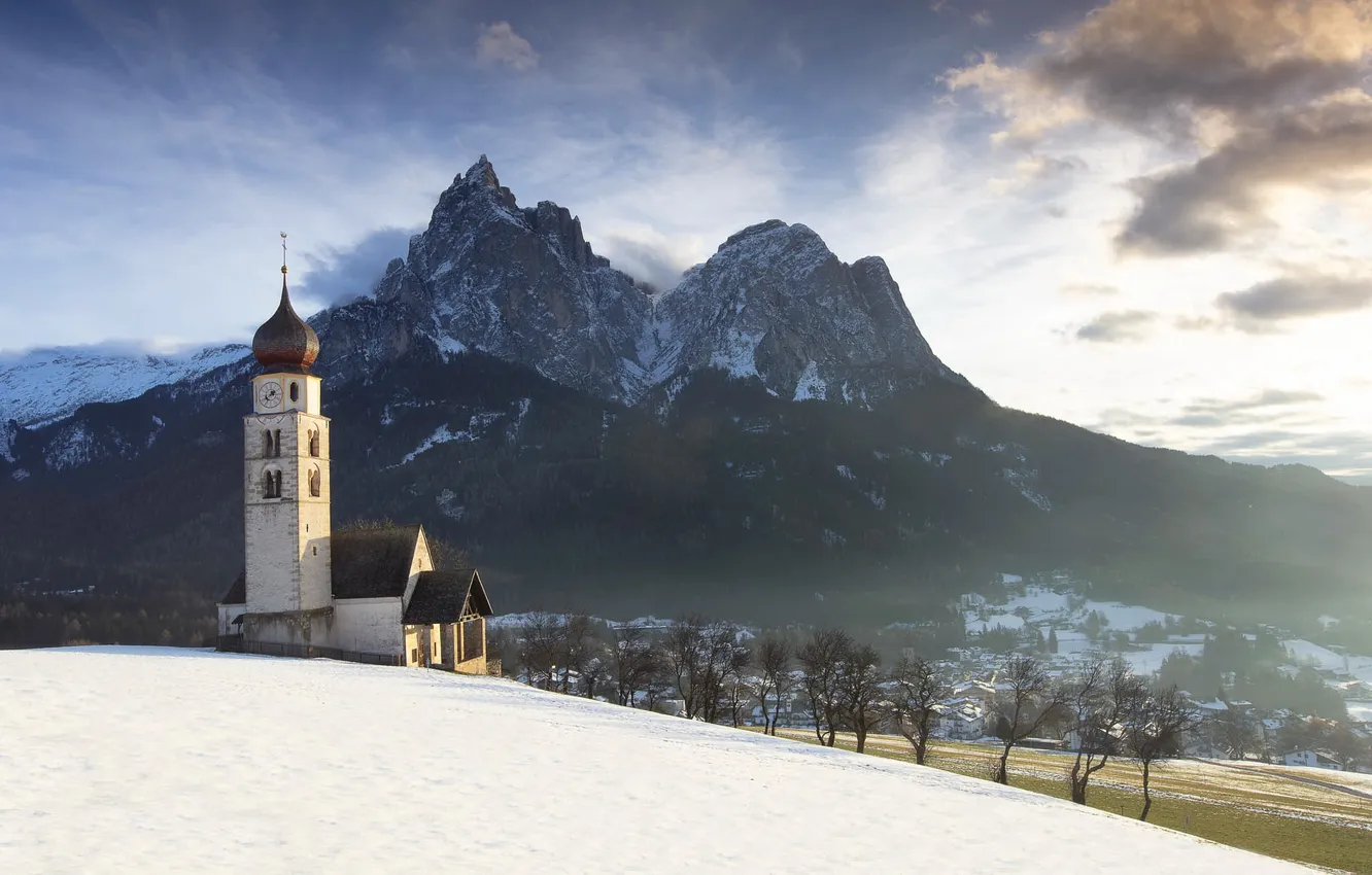 Фото обои church, Dolomites, Chiesa di san Valentino