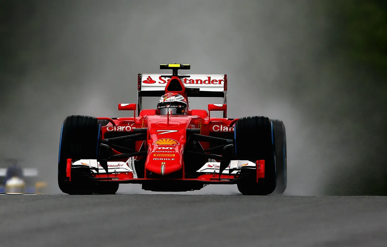 Фото обои Ferrari, Formula 1, Kimi Raikkonen, Передок, SF15T, Сыро