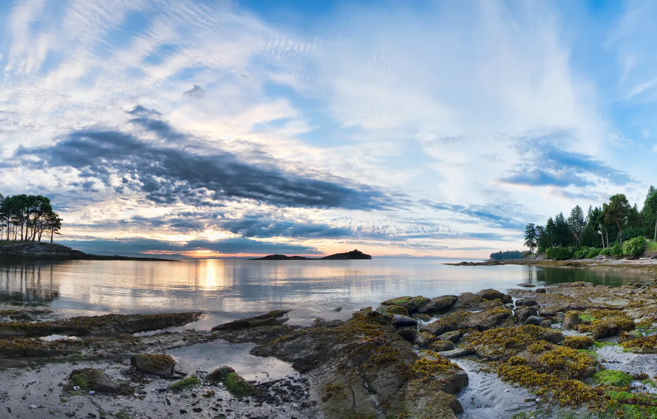 Фото обои небо, облака, горы, озеро, Canada, British Columbia, канада, Galiano Island