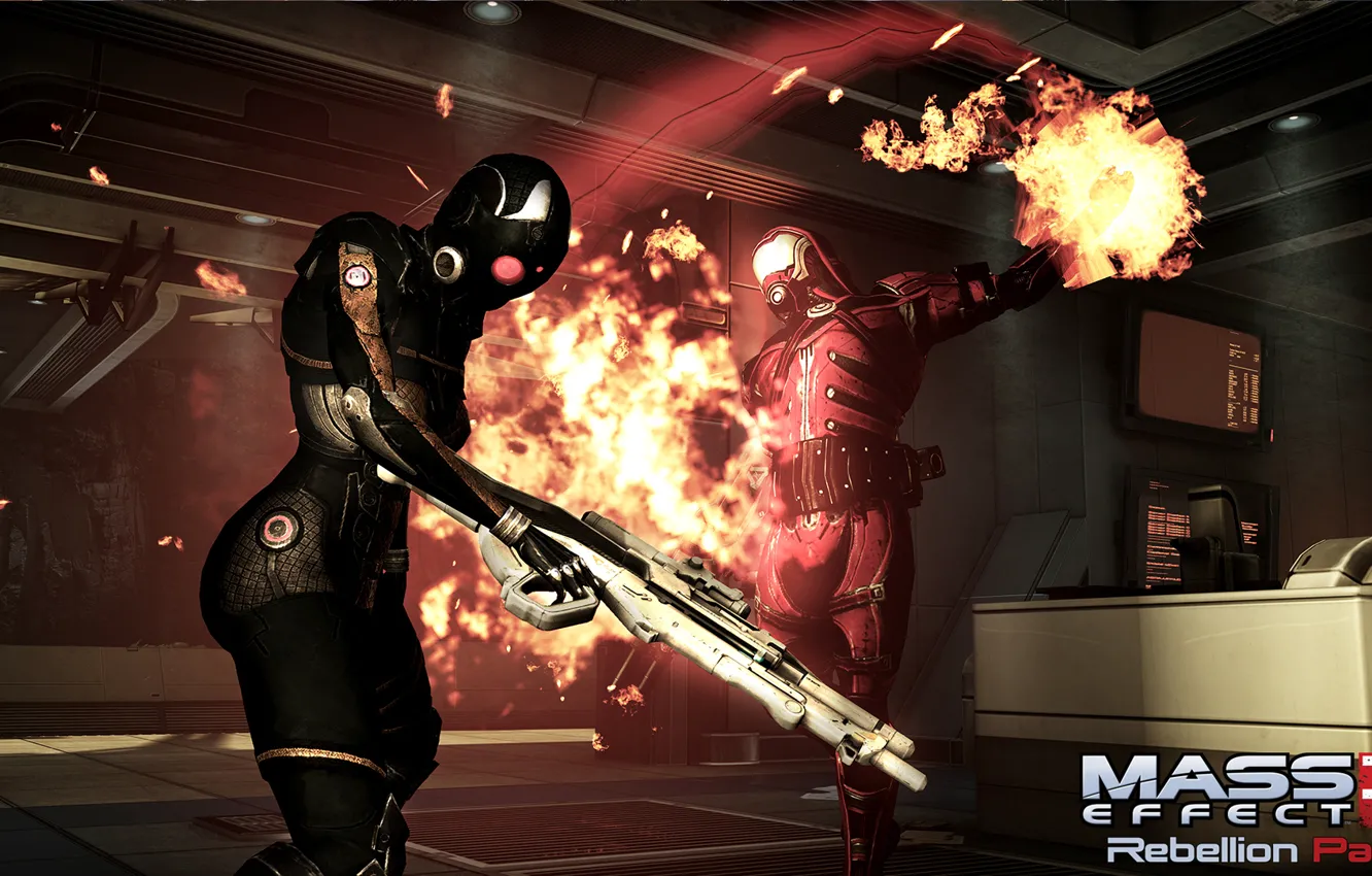 Фото обои огонь, Mass Effect 3, мститель, дополнение &ampquot;восстание&ampquot;, Rebellion Pack, база &ampquot;Нефрит&ampquot;, огненный инструметрон, планета Сур'Кеш
