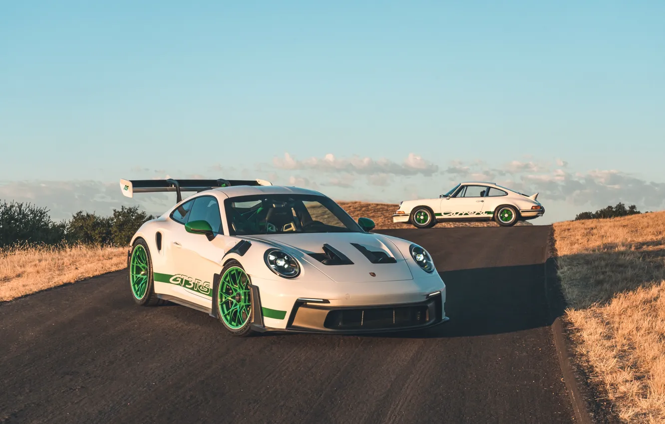 Фото обои 911, Porsche, supercar, front view, Porsche 911 GT3 RS, Porsche 911 Carrera RS, Tribute to …