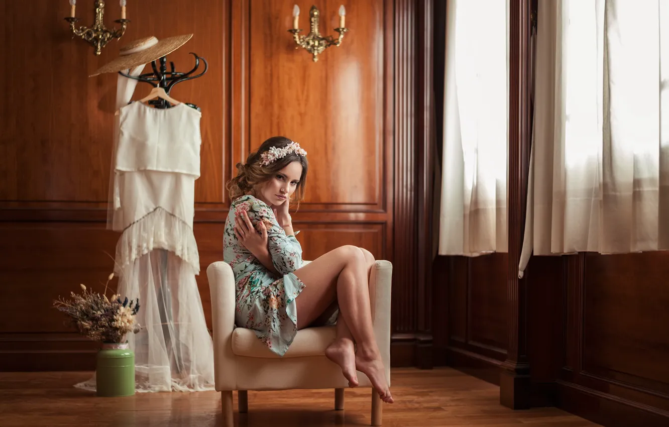 Фото обои девушка, поза, фон