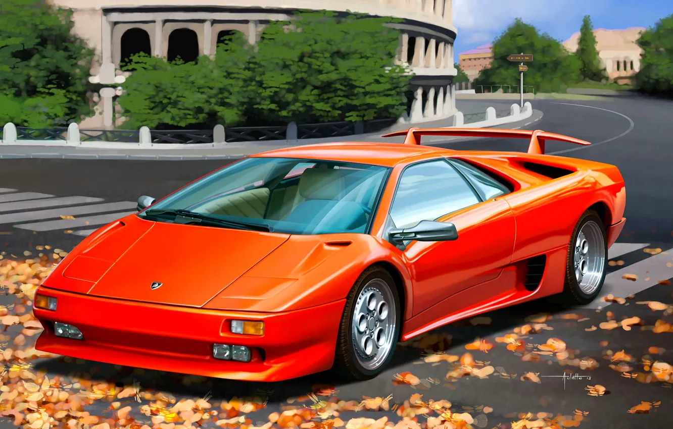 Фото обои Колизей, Италия, Суперкар, Lamborghini Diablo VT