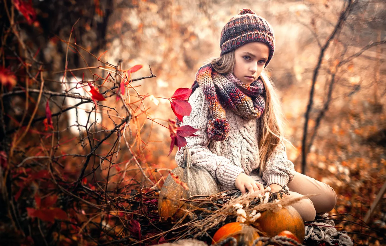 Фото обои грусть, осень, девочка, Sergey Piltnik