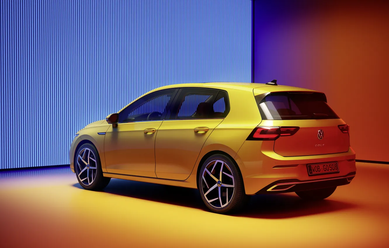 Фото обои Volkswagen, вид сзади, хэтчбек, Golf, hatchback, R-Line, 2020