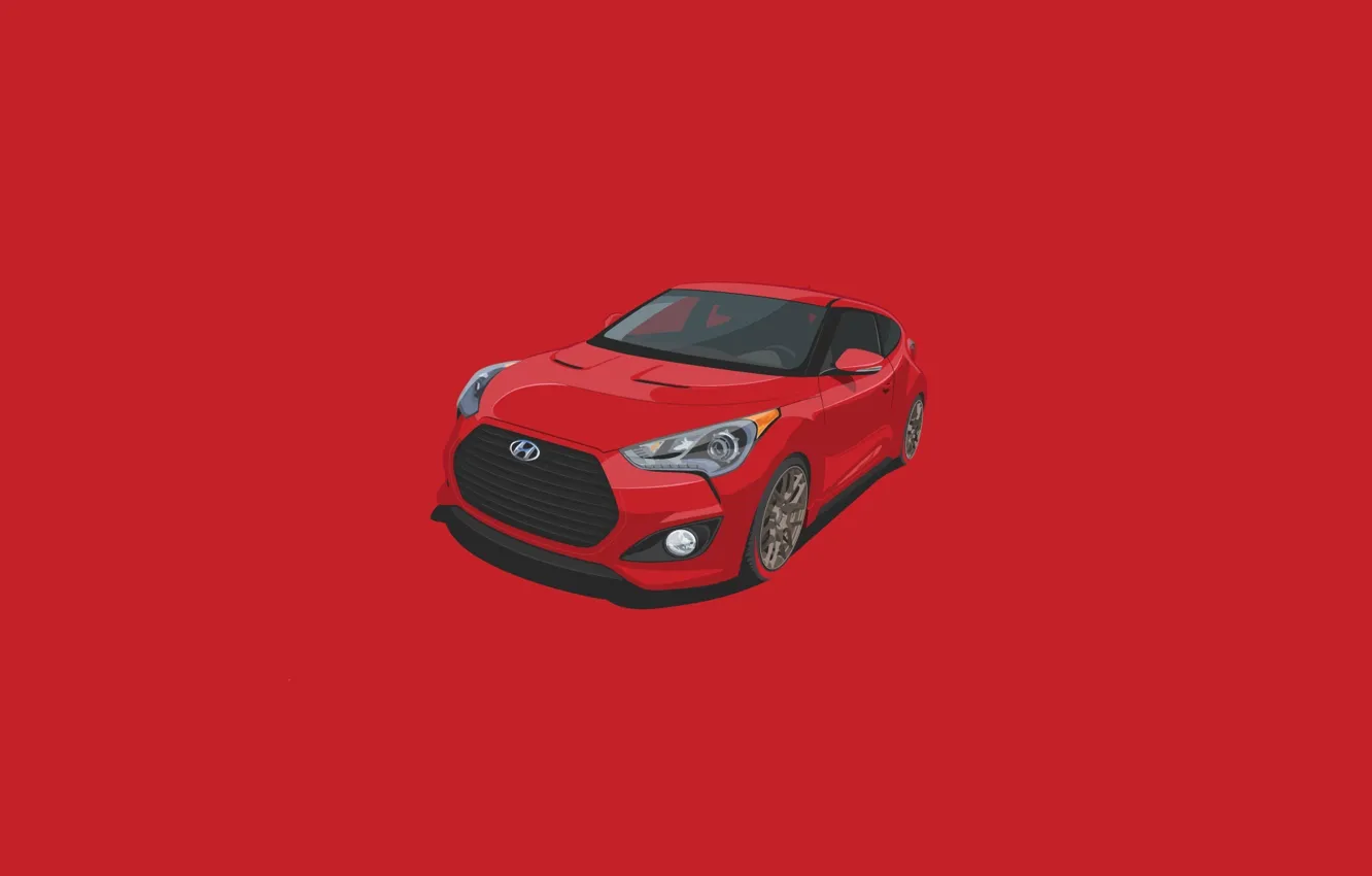 Фото обои Red, Car, Hyundai, Veloster, Minimalistic