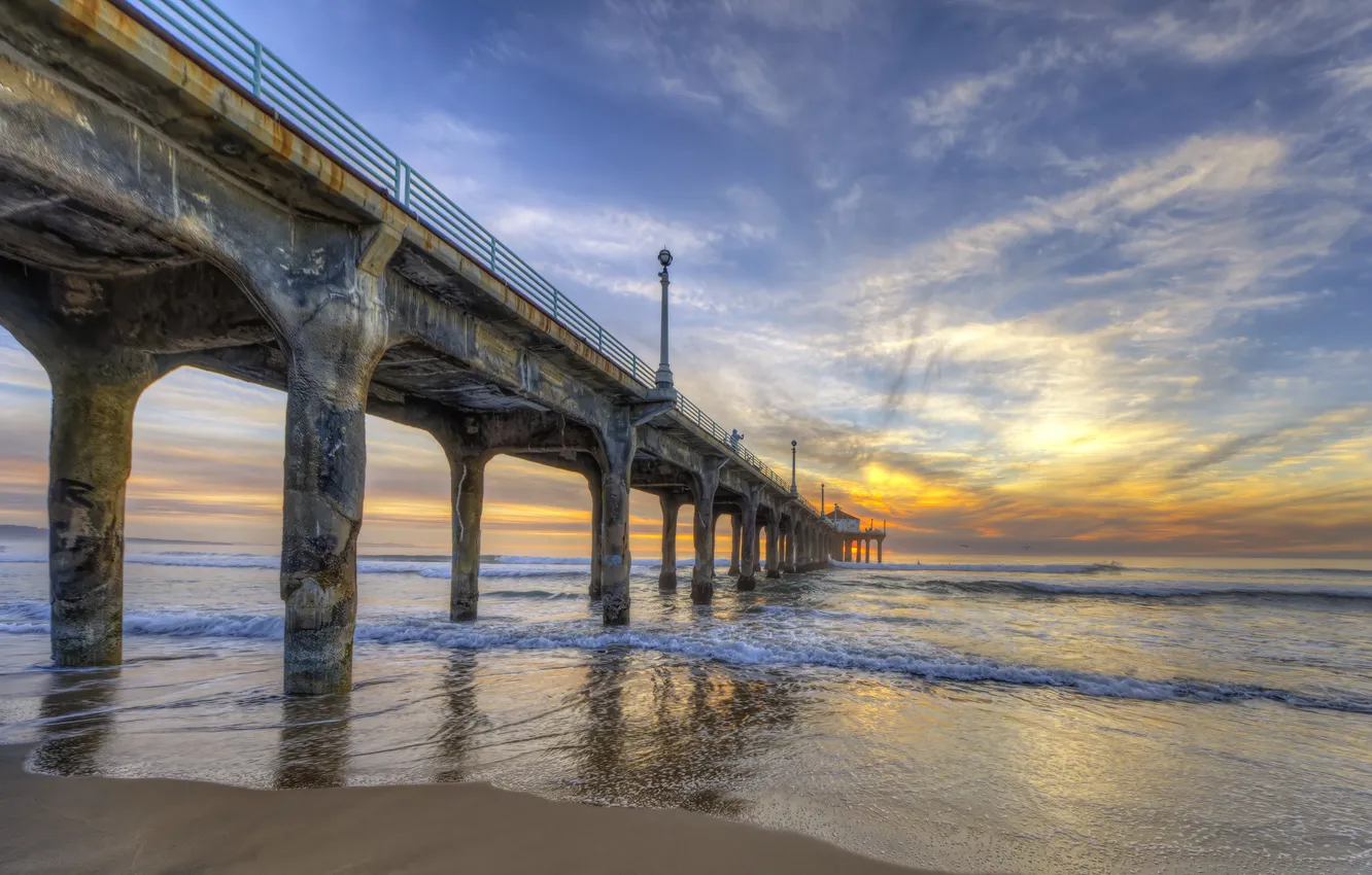 Фото обои Beach, Sunset, Manhattan, Pier