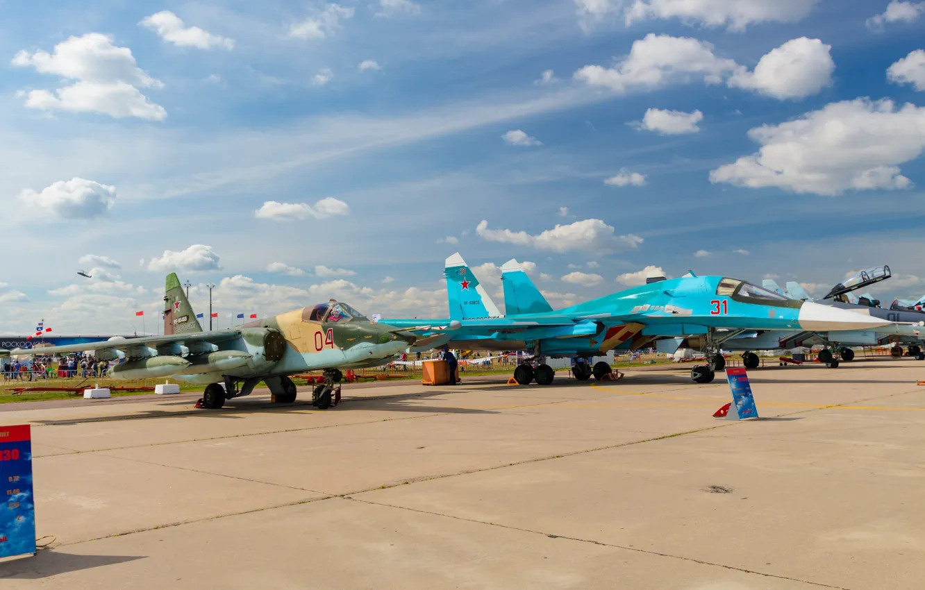 Фото обои Истребитель, ВВС, Бомбардировщик, Военный, России, Самолёт, Сухой, Су-34