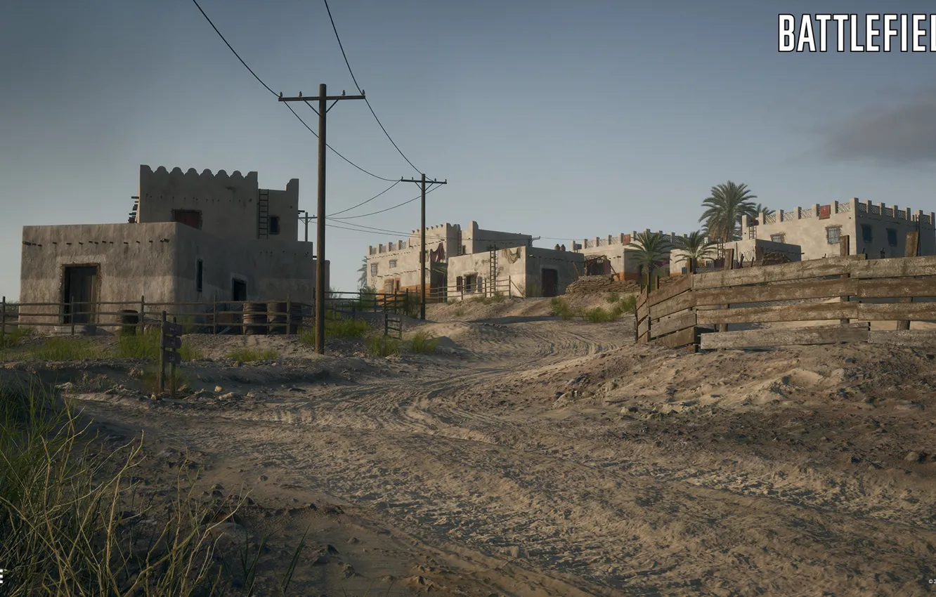 Фото обои дома, ограда, поселение, Battlefield 1, Suez