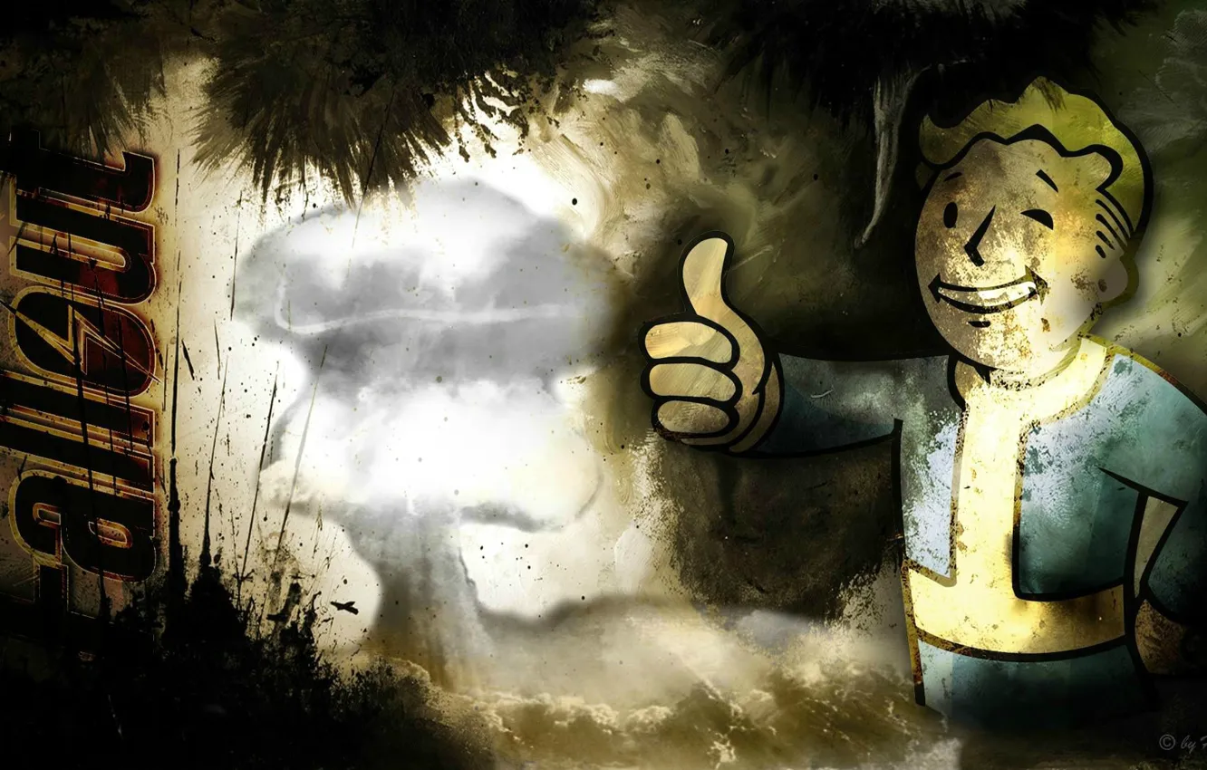 Фото обои игра, Fallout 3, vault-boy, компьютерная