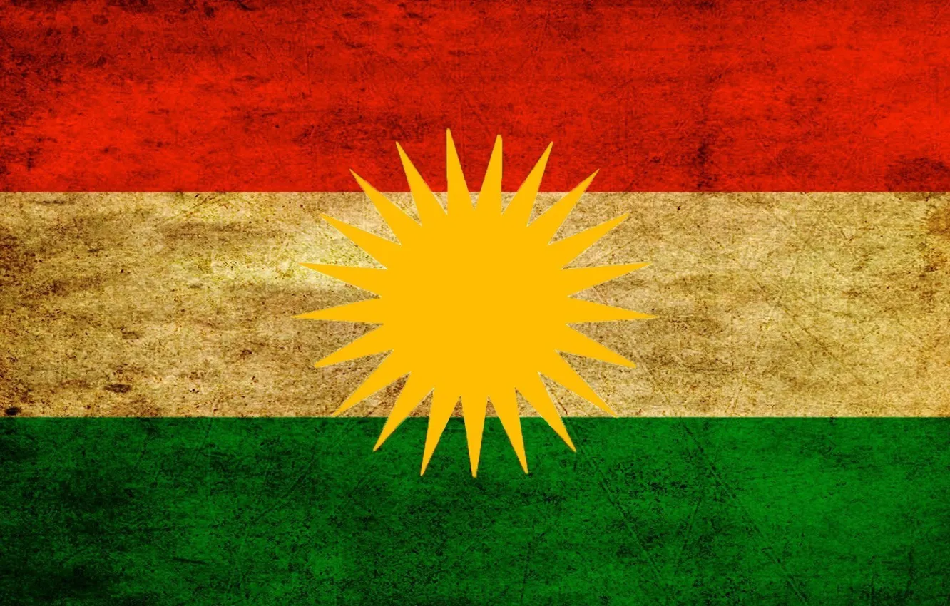 Фото обои Флаг, Герб, Курдистан, Флаг Курдистана