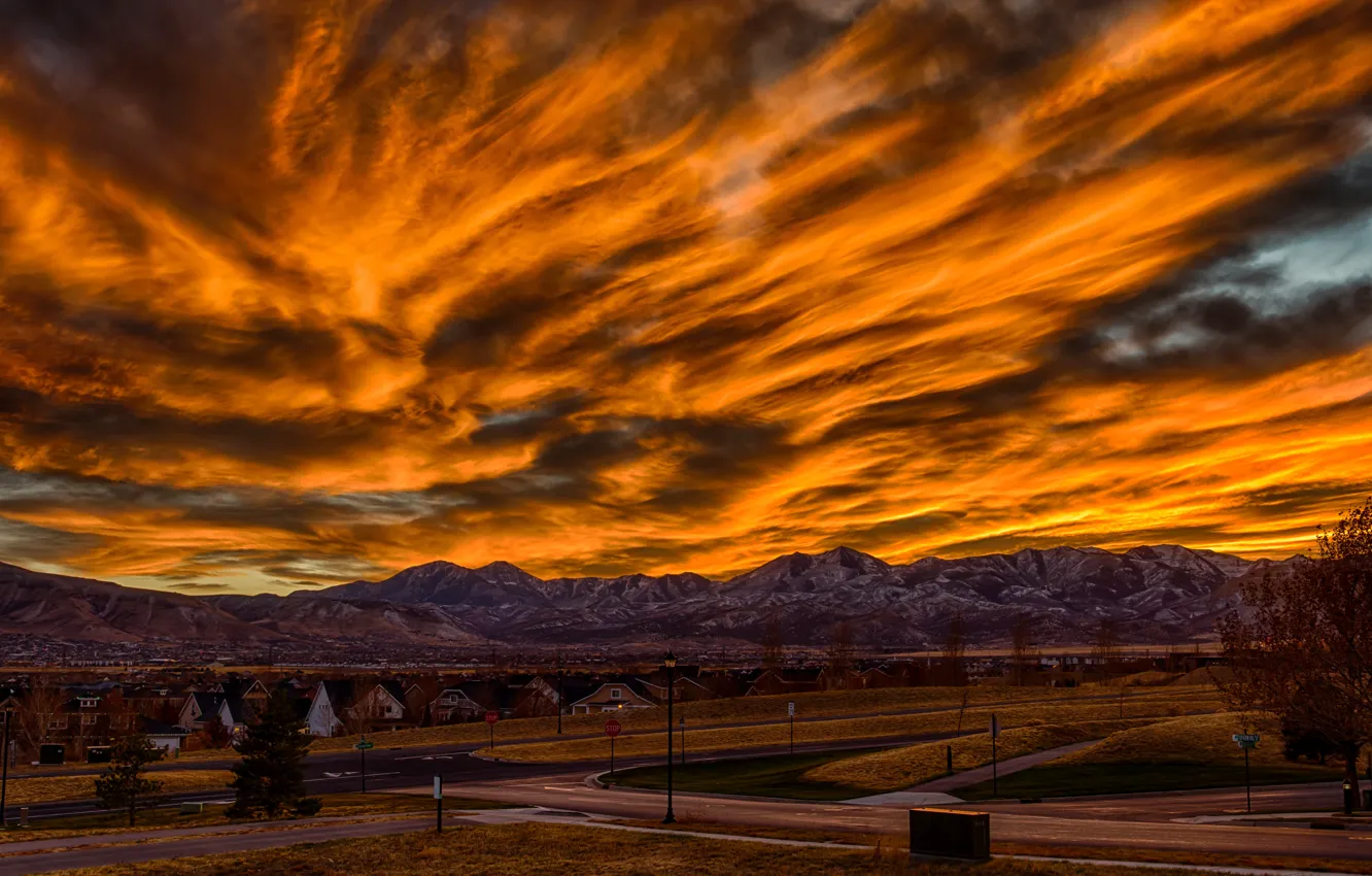 Фото обои Sunset, Daybreak, South Jordan, Sunrise Mountain Park