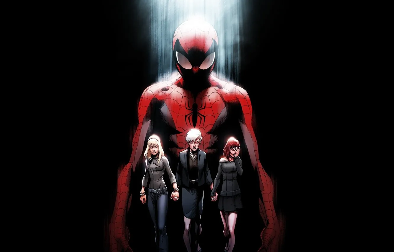 Фото обои смерть, spider-man, Ultimate, комикс, человек паук, горе, Marvel Comics