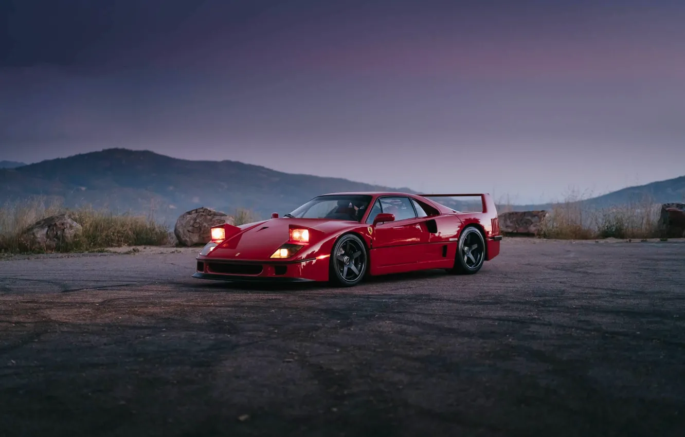 Фото обои F40, Black, Evening, Wheels