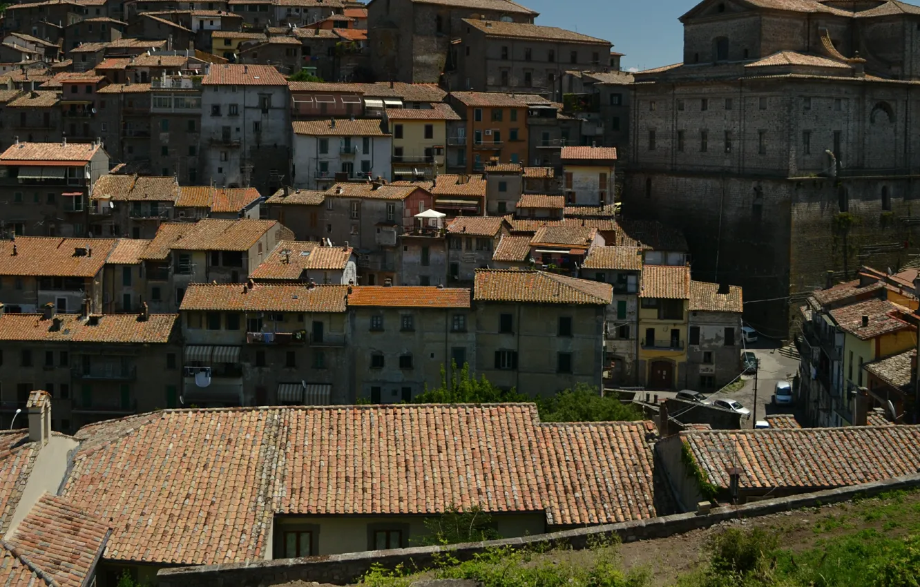 Фото обои Дома, Панорама, Крыши, Италия, Здания, Italy, Italia, Panorama