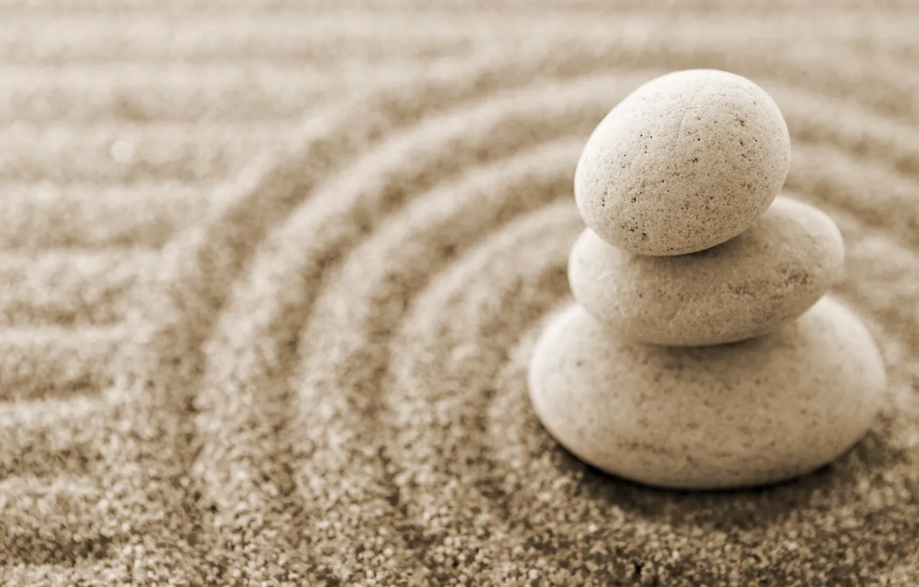 Фото обои песок, минимализм, Камни