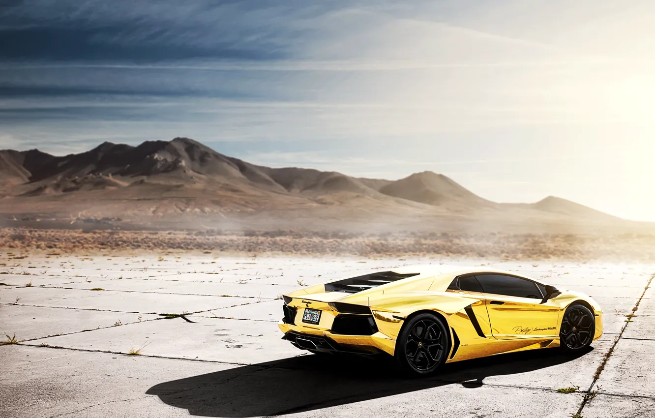 Фото обои небо, солнце, отражение, Lamborghini, Ламборджини, блик, Ламборгини, LP700-4
