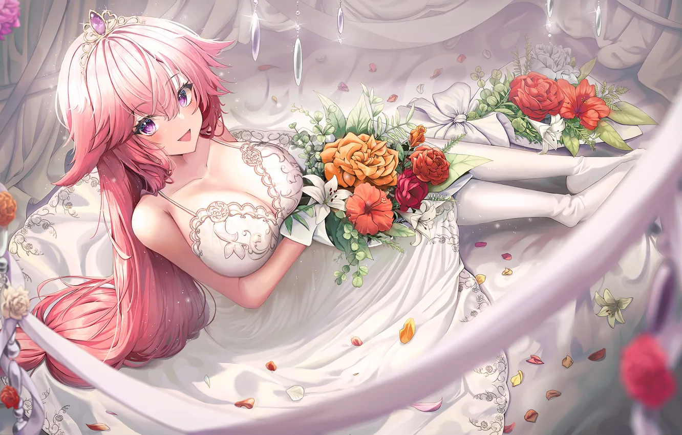 Фото обои gadis kawaii, ya miko, dampak genshin