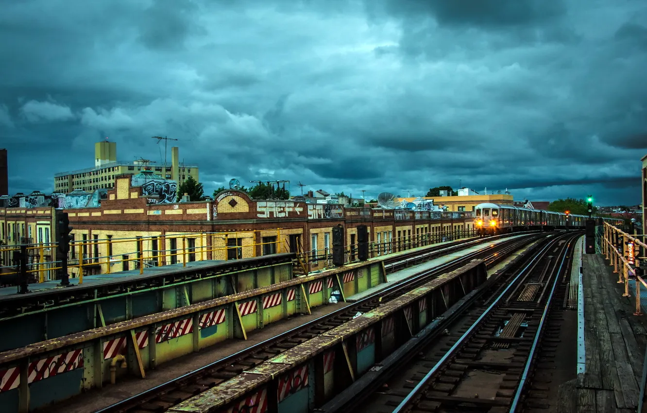 Фото обои город, железная дорога, NYC