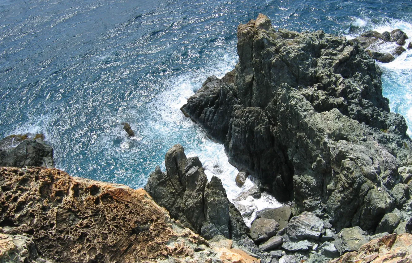 Фото обои море, обрыв, скалы