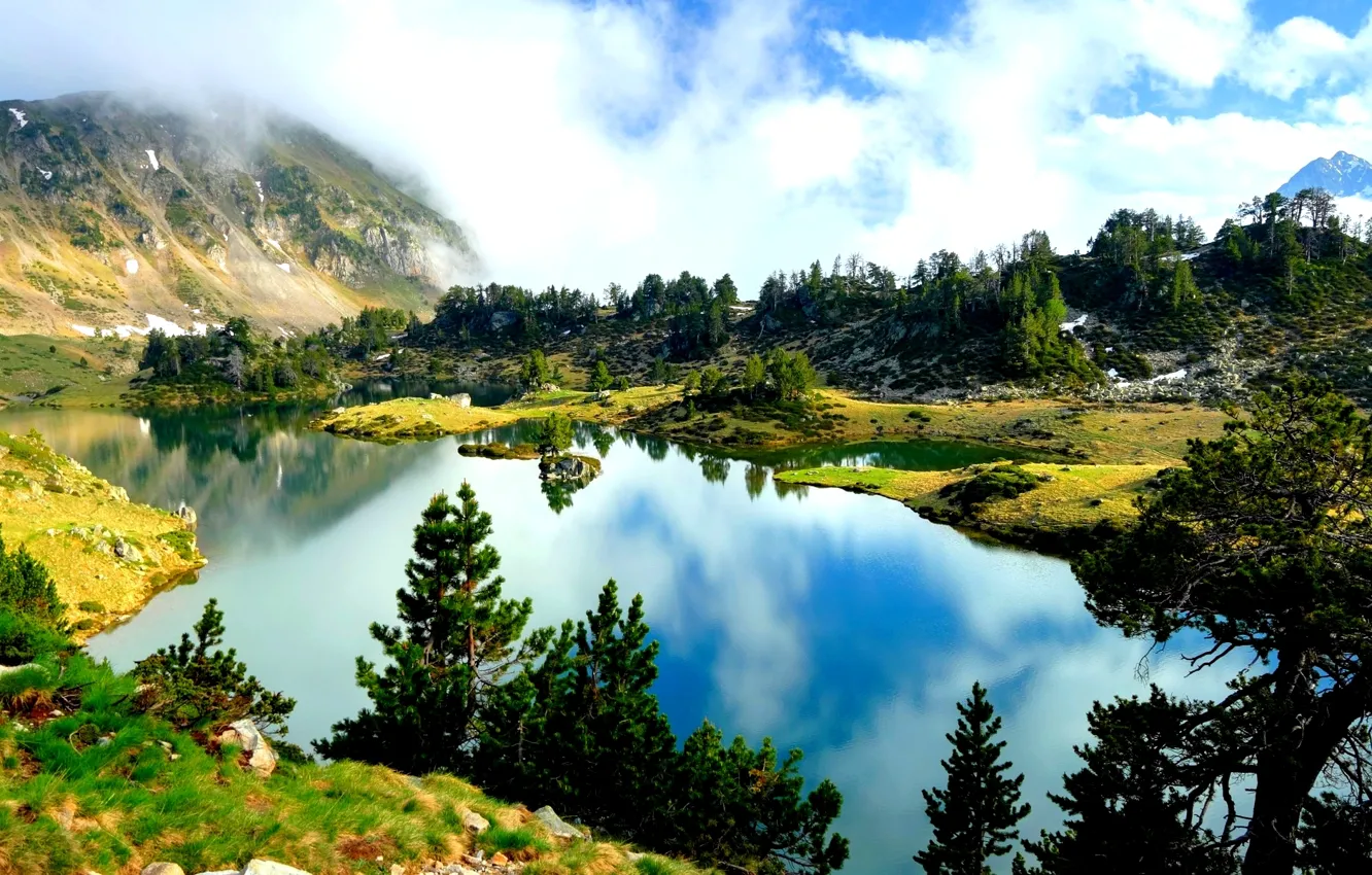 Фото обои горы, природа, озеро