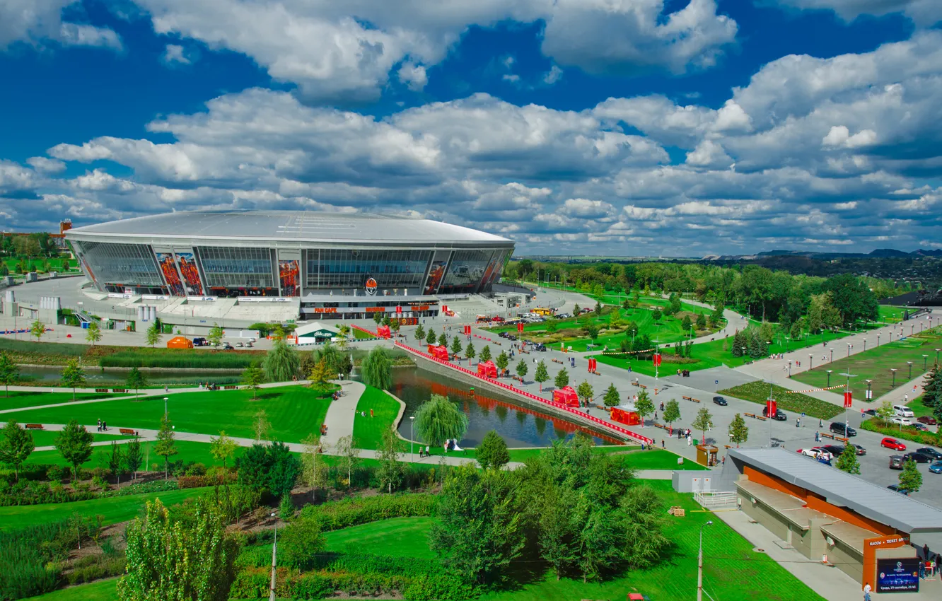 Фото обои парк, футбол, стадион, Донбасс Арена, Donbass Arena, шахтёр