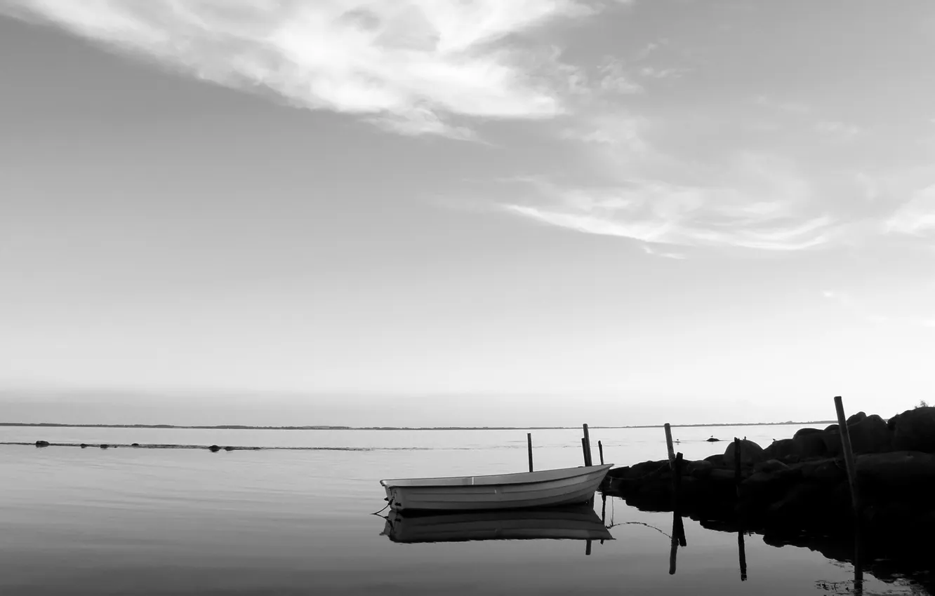Фото обои небо, вода, фото, лодка, пейзажи, лодки, обои на рабочий стол