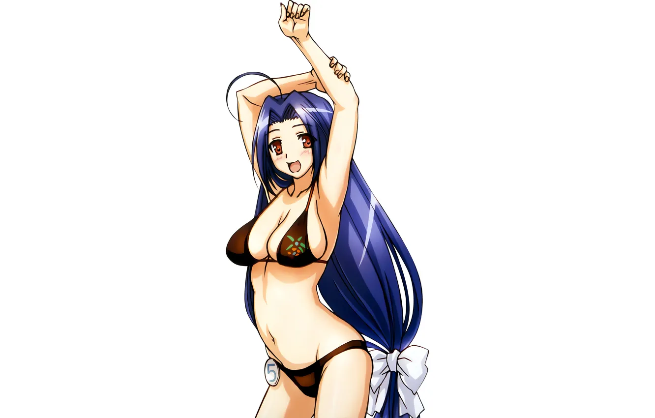 Фото обои girl, sexy, cleavage, long hair, boobs, sexy girl, blush, anime