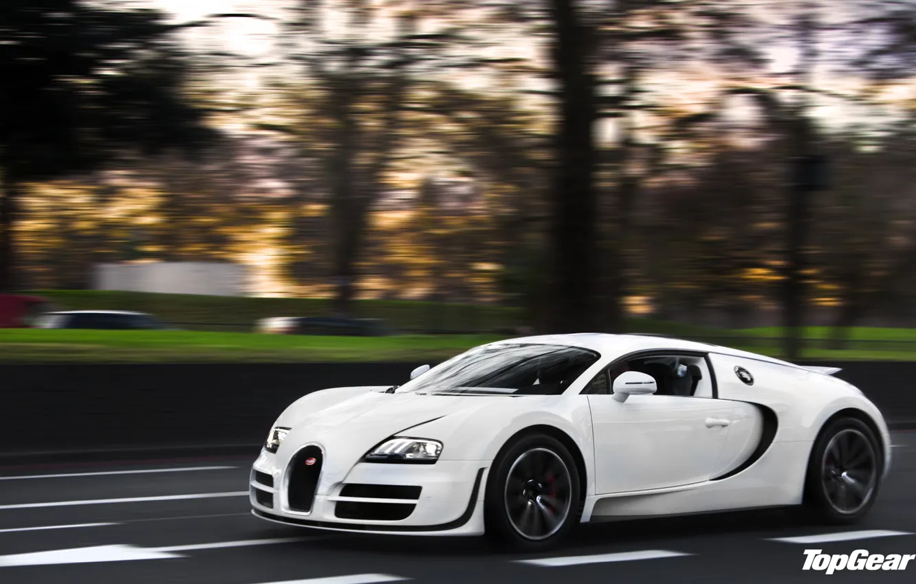 Фото обои white, Bugatti Veyron, top gear, Super Sport, телепередача, топ гир, 16.4
