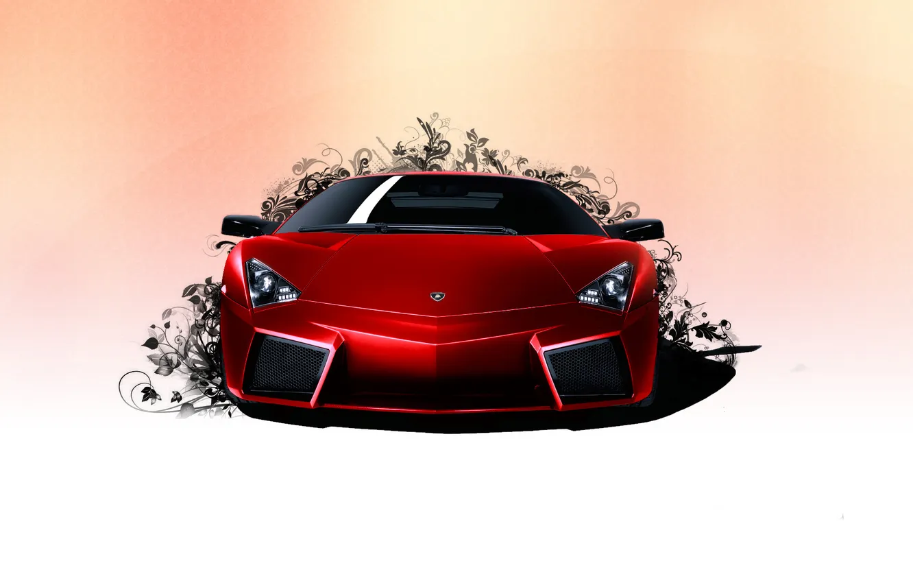 Фото обои морда, Lamborghini Reventon, красная, злая