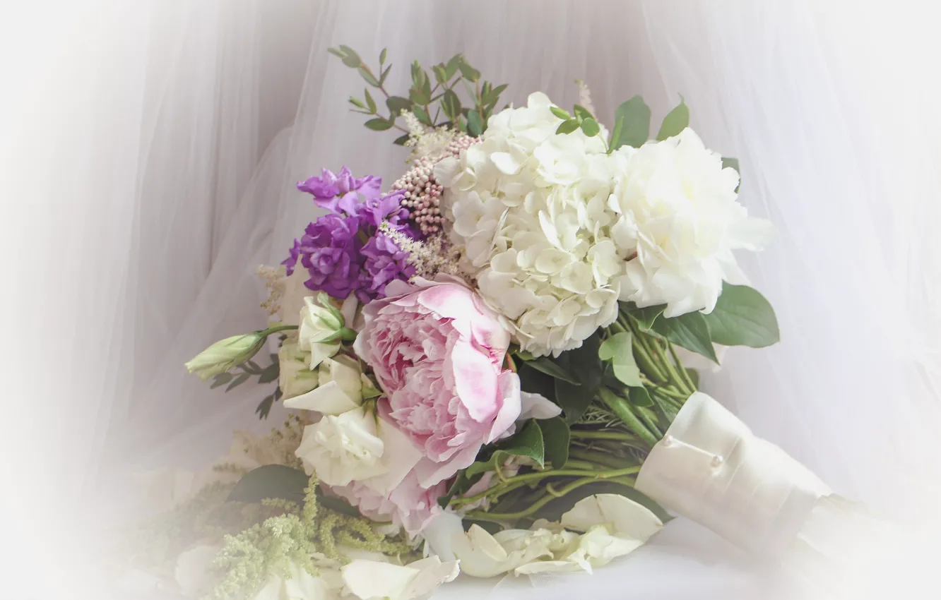 Фото обои цветы, букет, пионы, гортензия, эустома