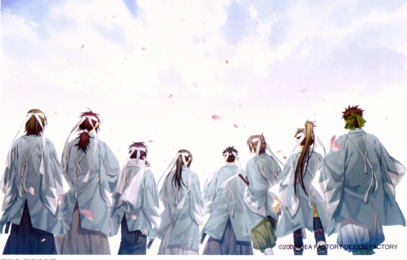 Фото обои катана, войны, белый фон, кимоно, мужчины