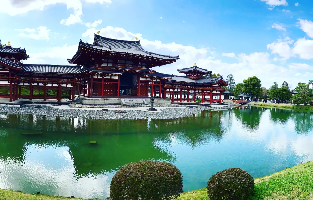 Фото обои пруд, парк, Япония, храм, Japan, Uji, Удзи, Храм Бёдо-ин