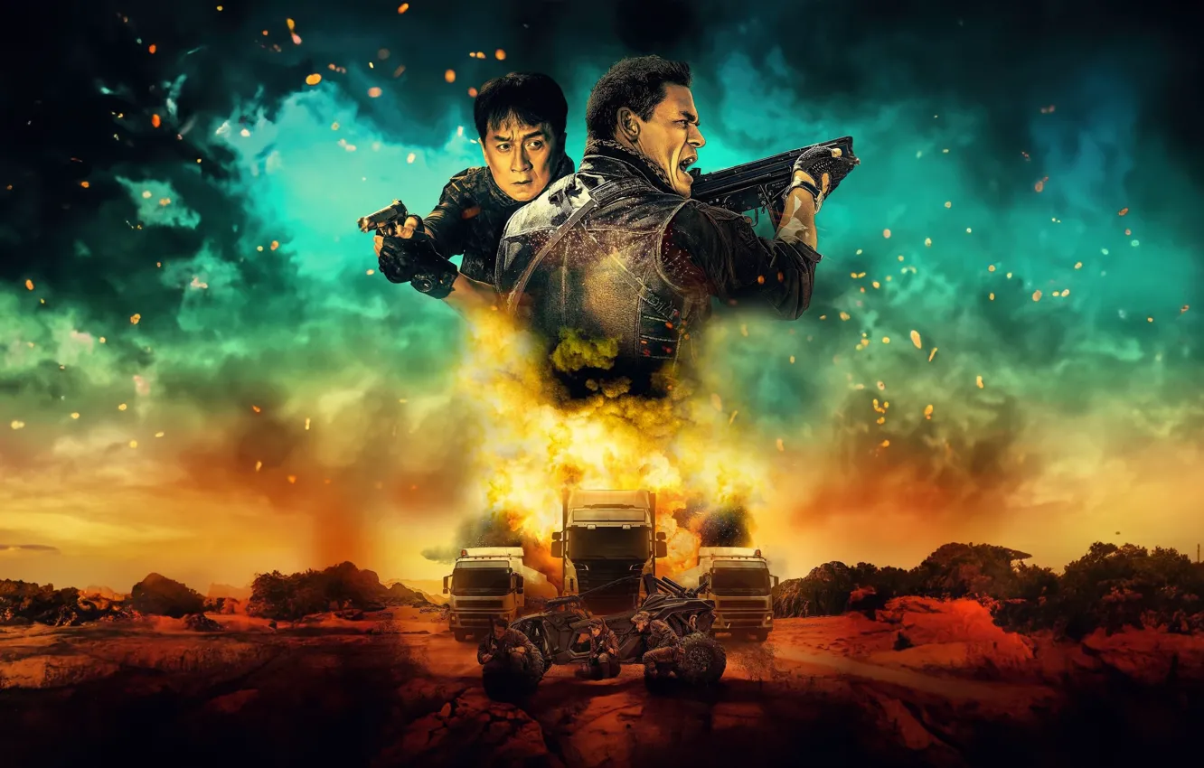 Фото обои машины, оружие, постер, Джеки Чан, Jackie Chan, Джон Сина, John Cena, Круче некуда