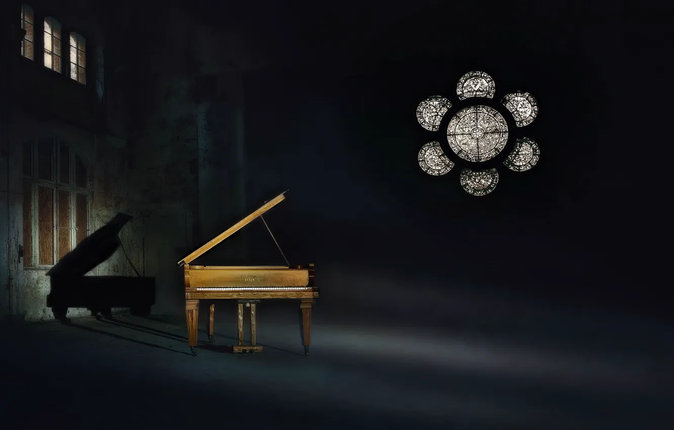 Фото обои свет, музыка, тень, пианино