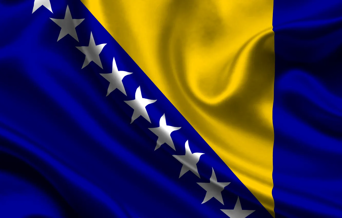 Фото обои Синий, Флаг, Текстура, Жёлтый, Звёзды, Босния и Герцеговина, Bosnia, Босния