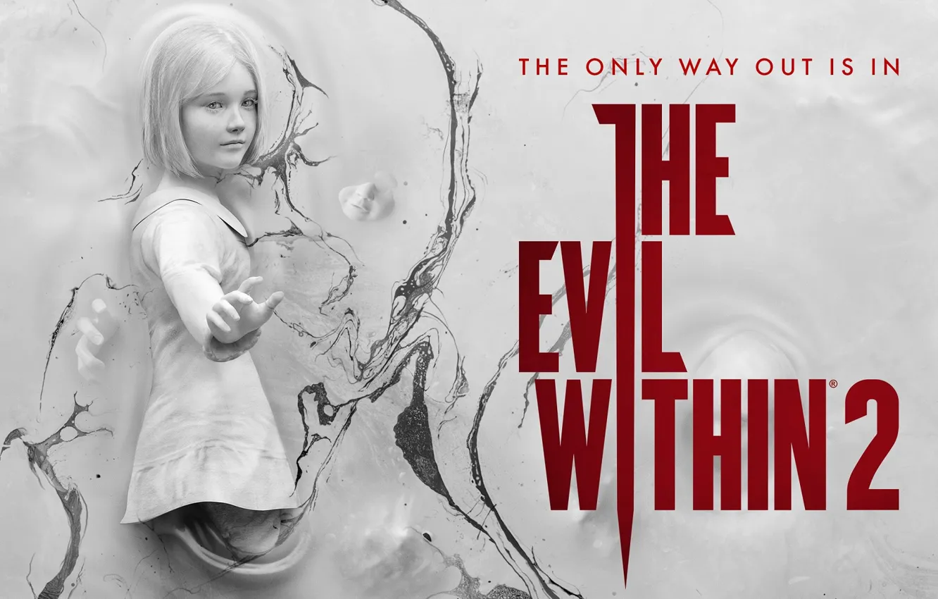 Фото обои стена, арт, девочка, The Evil Within 2