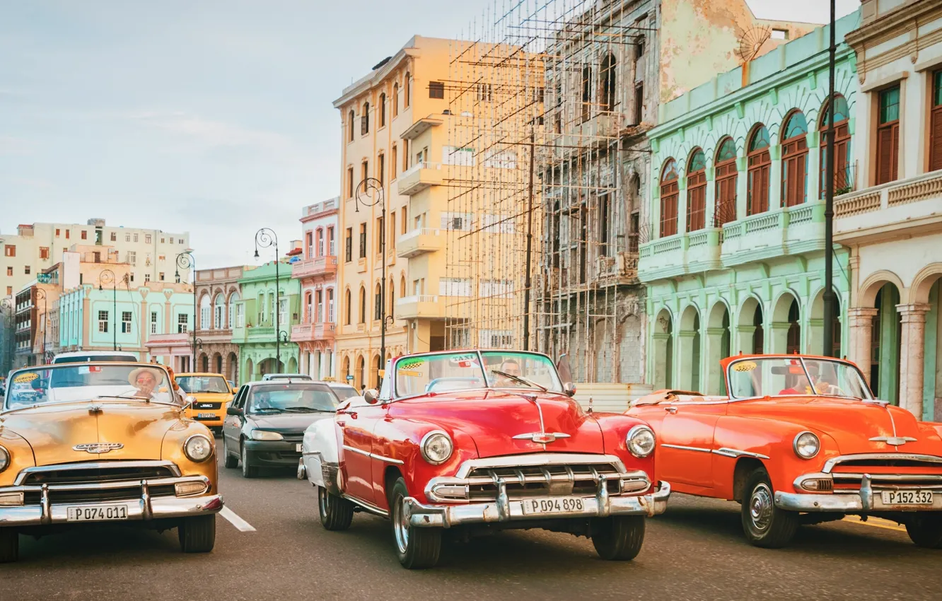Фото обои ретро, улица, Куба, Cuba, Havana, Гавана