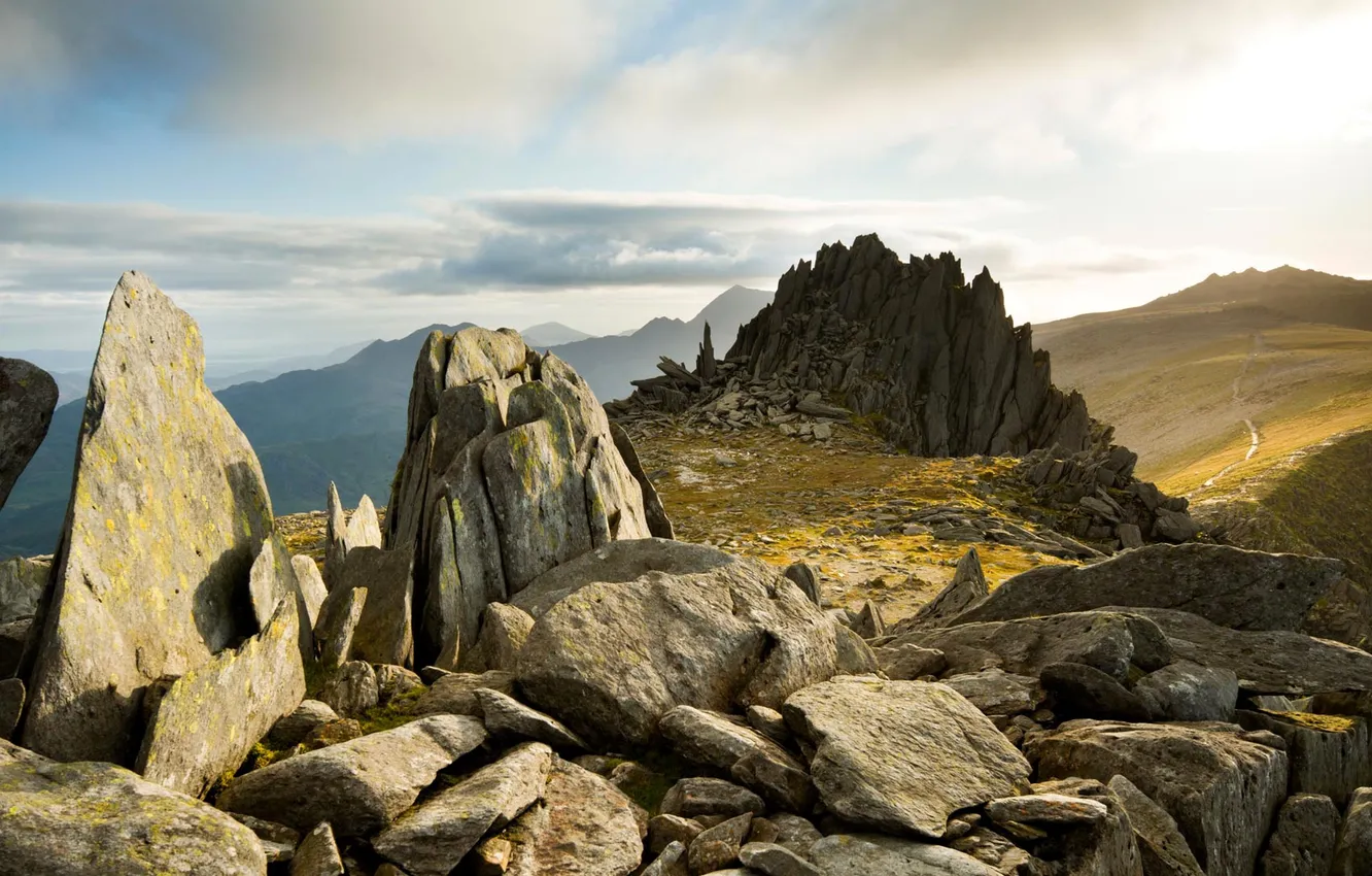 Фото обои горы, камни, скалы, Уэльс, Сноудония