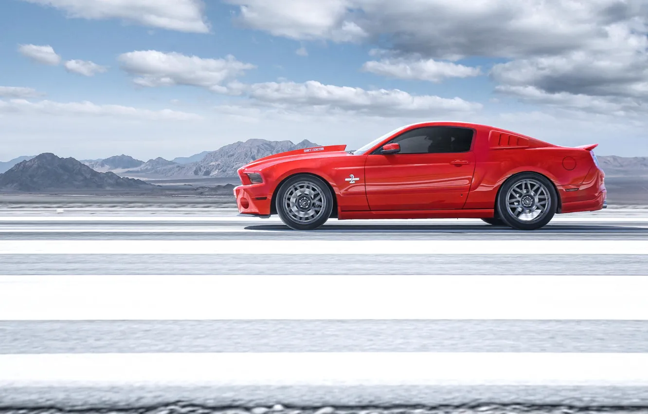 Фото обои красный, Mustang, Ford, Shelby, GT500, мустанг, профиль, red