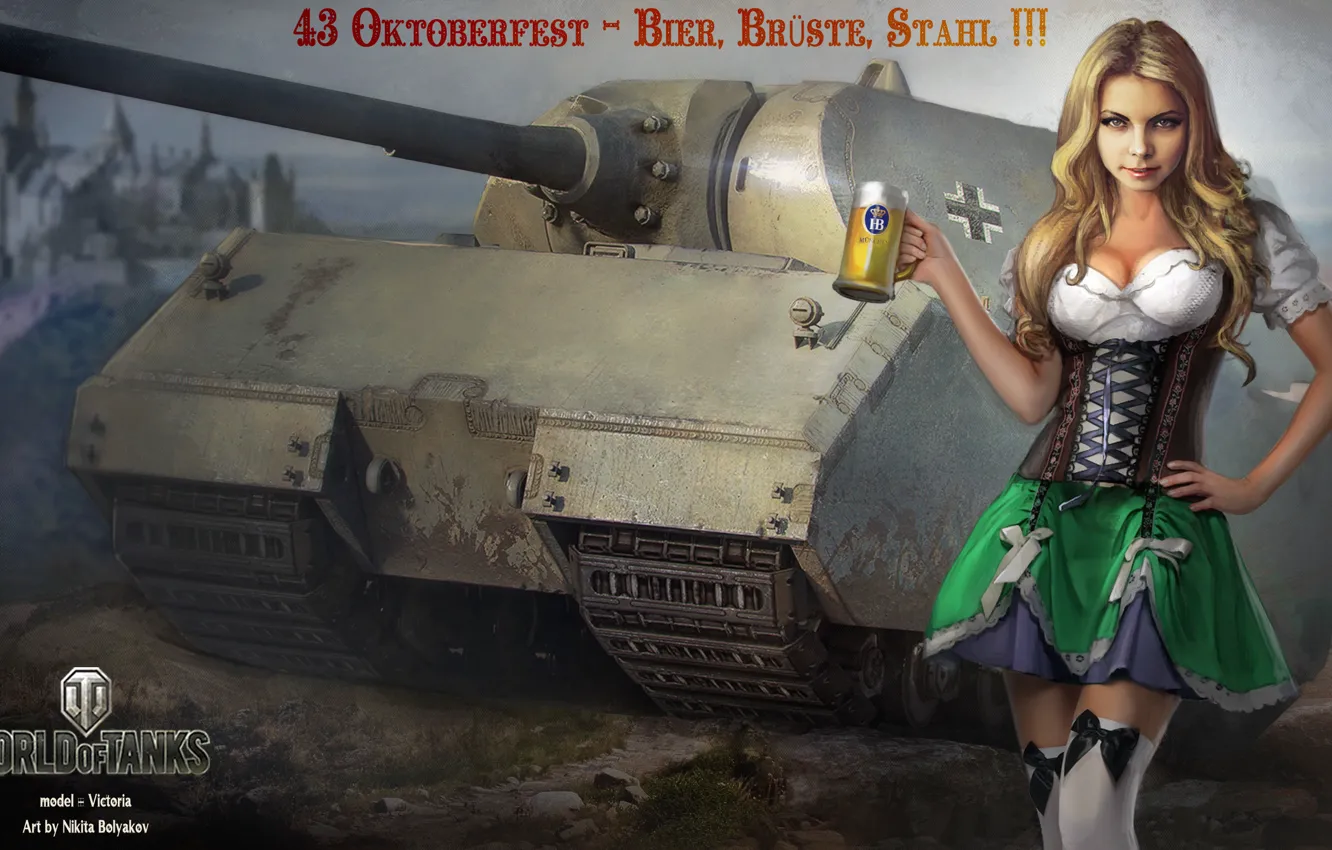 Фото обои девушка, танк, girl, танки, WoT, Мир танков, tank, World of Tanks
