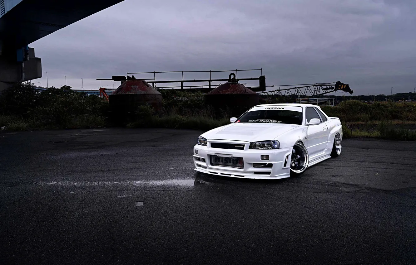 Фото обои GT-R, Clouds, Sky, Skyline, R34